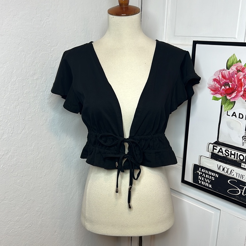 NWT Princess Polly Jamison Reid Black Crop Top Size 6US